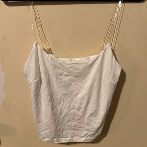 White crop top with clear straps
